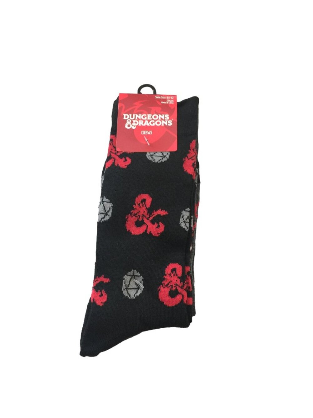 Dungeons & Dragons Men's Crew Socks 2 Pairs Critical Miss! Size 6 1/2-12